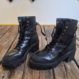 SCHUTZ Glossy Black Moto Boots